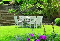 Table de jardin classique ovale 44 x 64 et chaises de mission de jardin - Gris clair