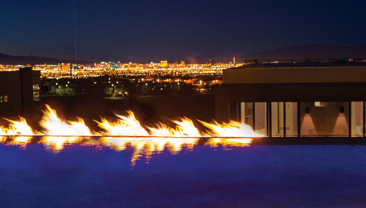 Gas Fire Feature near Water Feature