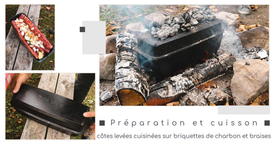 côtes levées cuisiné sur briquettes de charbon et braise